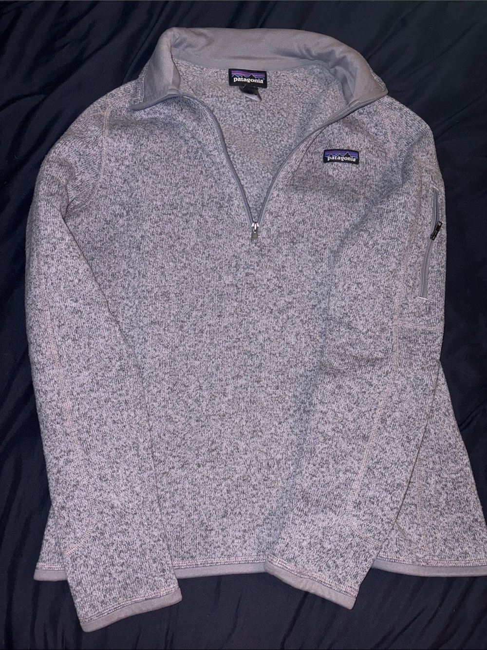 Patagonia Light Gray/Purple Half-Zip Fleece Pullover
